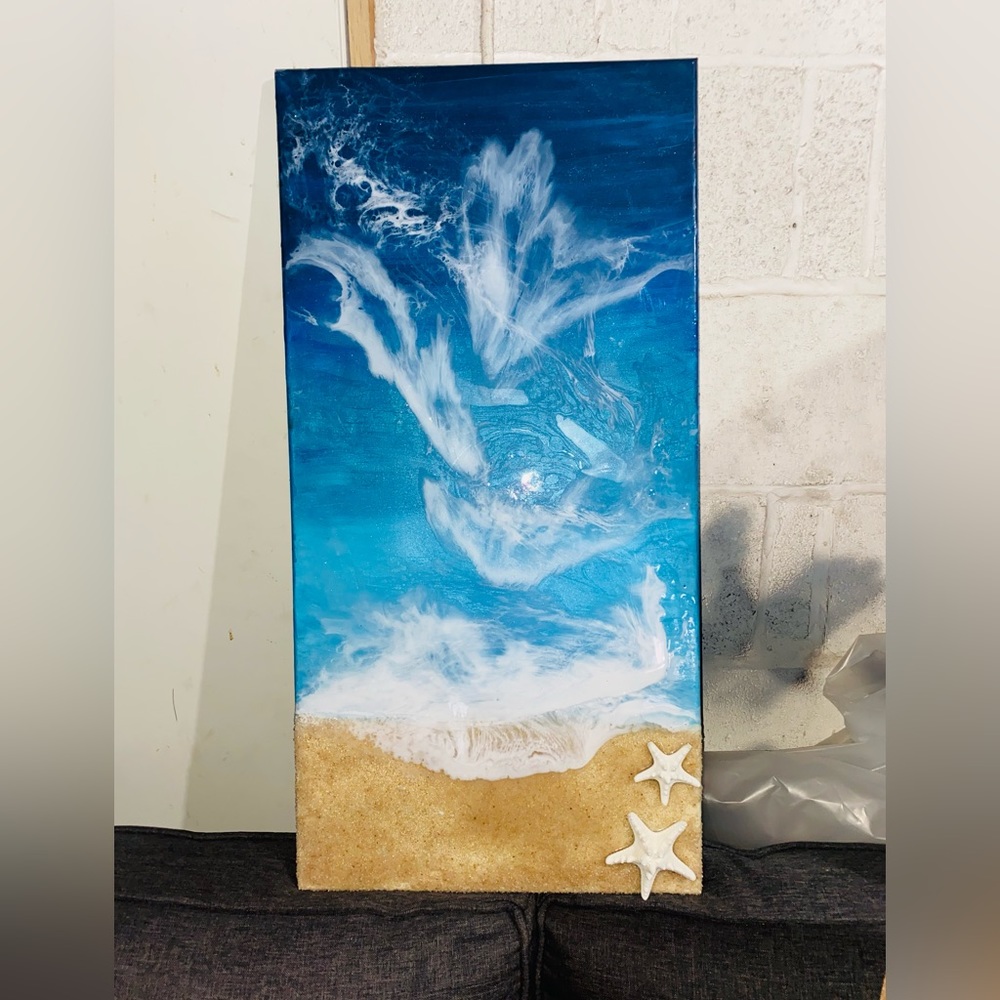 15x30 custom resin beach wall decor painting